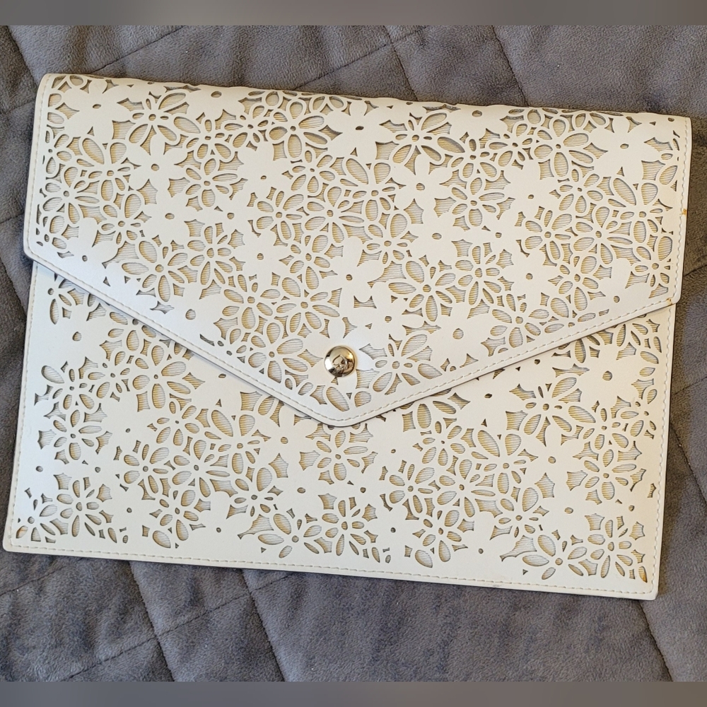 Kate Spade Cream Floral Cutout Clutch